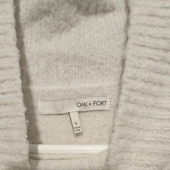 Oak+Fort Oat Boxy Boho Oversized Sz Small  Mock Neck Wool Blend Sweater - Picture 4 of 11